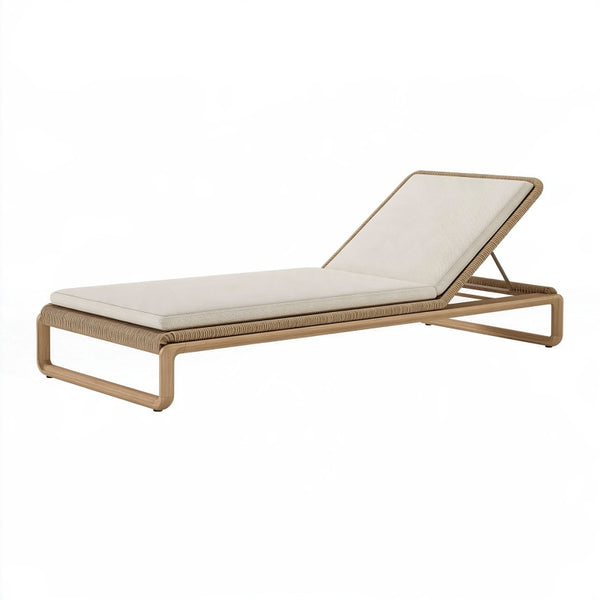 Lettino prendisole 200 x 70 cm in fibra sintetica beige con schienale regolabile