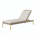 Lettino prendisole 200 cm x 70 cm in metallo beige e oro con schienale reclinabile