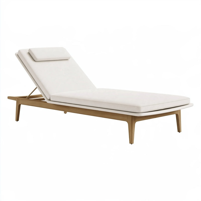 Lettino prendisole 200 x 70 cm in legno beige reclinabile stile moderno