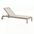 Lettino prendisole 200 x 70 cm in alluminio e fibra sintetica beige - schienale regolabile con ruote