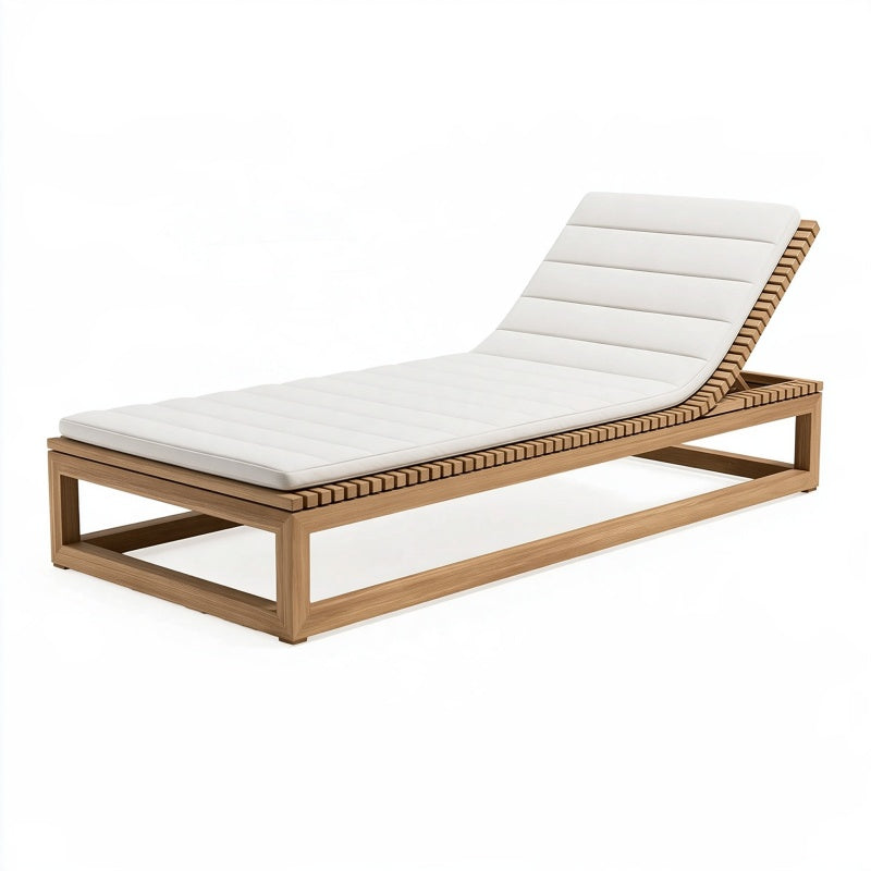 Lettino prendisole 200 x 70 cm in legno naturale e bianco con schienale regolabile
