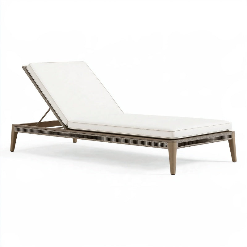 Lettino prendisole da esterno 200 x 70 cm in metallo e intreccio beige con schienale regolabile