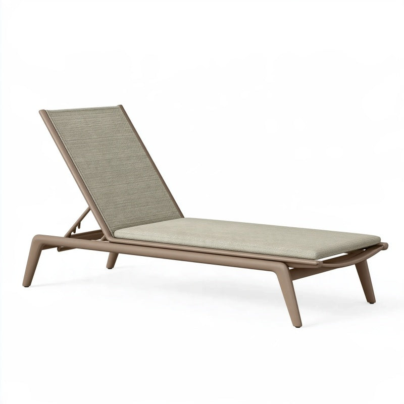 Lettino prendisole 195 x 65 x 85 cm in metallo e tessuto tortora beige - schienale reclinabile per esterno