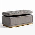 Panca contenitore 120 x 45 x 48 cm in tessuto grigio con seduta imbottita stile moderno