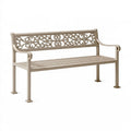 Panca da giardino 150 x 60 x 85 cm in metallo beige stile classico con schienale decorativo