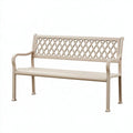 Panchina da giardino 122 x 60 x 90 cm in metallo beige con schienale a griglia