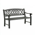 Panca da giardino 127 x 61 x 88 cm in metallo nero con schienale decorativo