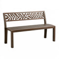 Panca da giardino 122 cm in metallo marrone con schienale a foglie