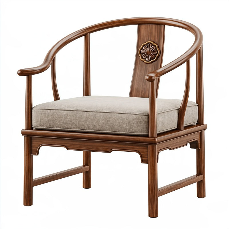 Poltrona 68 x 60 x 92 cm in legno marrone con cuscino beige - stile classico