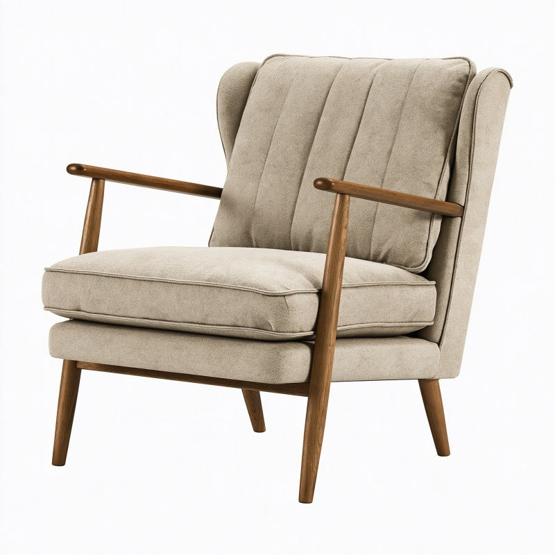Poltrona 78 x 85 x 100 cm in tessuto beige con struttura in legno stile moderno