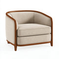 Poltrona 80 x 76 x 76 cm in tessuto beige e legno marrone - stile moderno