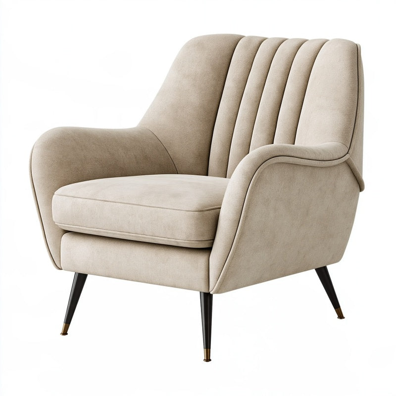 Poltrona 80 x 85 x 100 cm in tessuto beige con gambe in metallo - stile moderno
