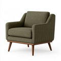 Poltrona 85 x 82 x 88 cm in tessuto verde oliva con piedi in legno stile moderno