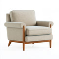 Poltrona 82 x 86 x 88 cm in tessuto beige con struttura in legno stile moderno