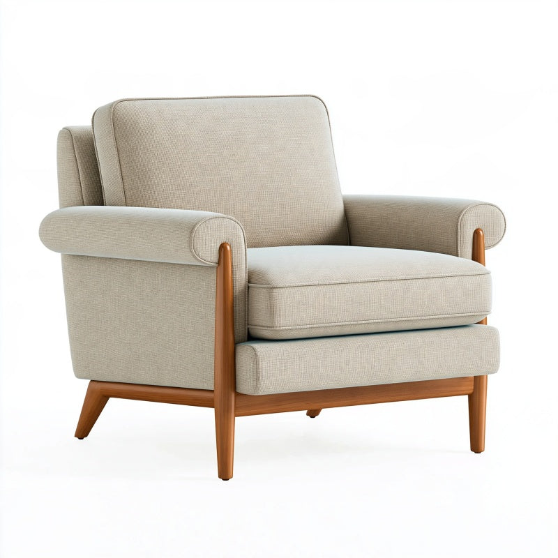 Poltrona 82 x 86 x 88 cm in tessuto beige con struttura in legno stile moderno