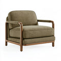 Poltrona 82 x 86 x 82 cm in tessuto verde oliva e legno - stile moderno