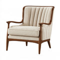 Poltrona 78 x 85 x 102 cm in tessuto beige e legno marrone con schienale alto